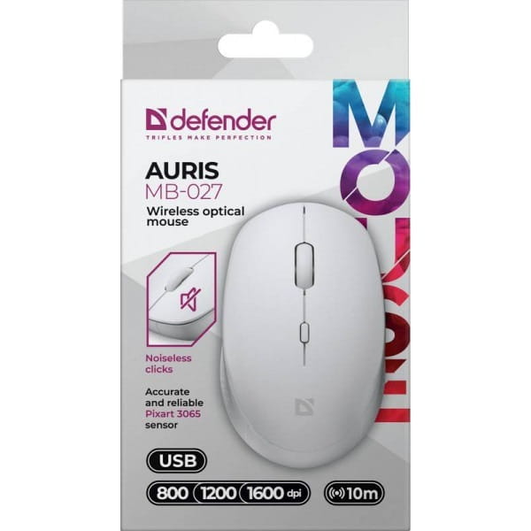 Мышь беспроводная Defender Auris MB-027 White (52028)