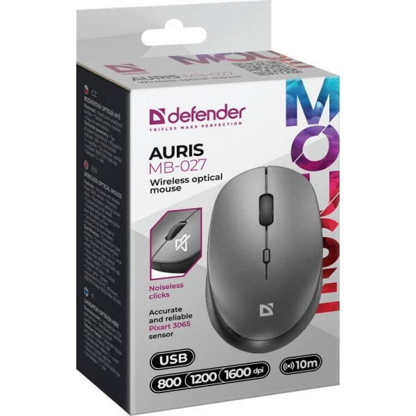 Мышь беспроводная Defender Auris MB-027 Grey (52029)