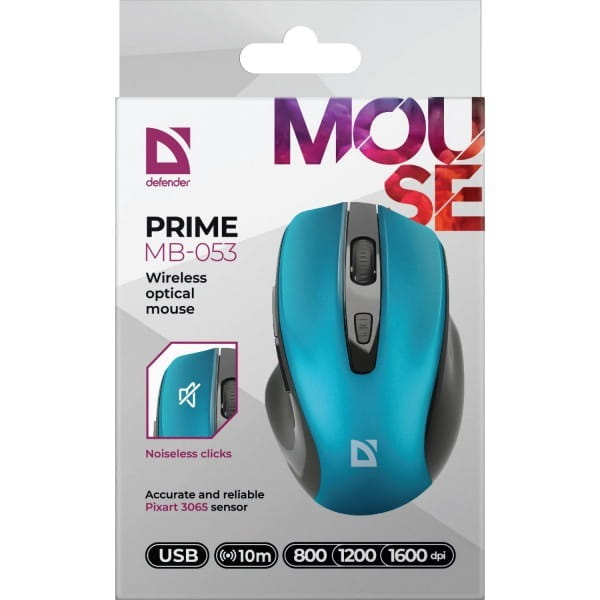 Мышь беспроводная Defender Prime MB-053 Turquoise (52054)