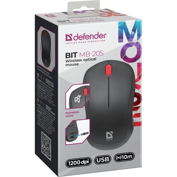 Мышь беспроводная Defender Bit MB-205 Black (52205)
