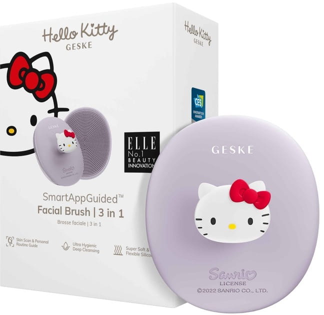 Щетка для лица Geske Facial Brush 3 в 1 by Hello Kitty с держателем Purple (HK000052PU01)