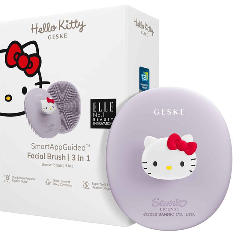 Щетка для лица Geske Facial Brush 3 в 1 by Hello Kitty с держателем Purple (HK000052PU01)