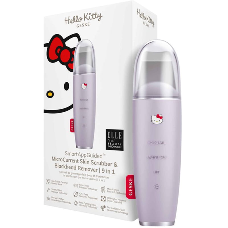 Микротоковый скрабер для кожи и устранения черных точек Geske MicroCurrent Skin Scrubber & Blackhead Remover 9 в 1 by Hello Kitty Purple (HK000045PU01)