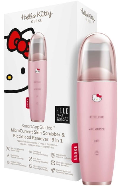 Микротоковый скрабер для кожи и устранения черных точек Geske MicroCurrent Skin Scrubber & Blackhead Remover 9 в 1 by Hello Kitty Pink (HK000045PI01)