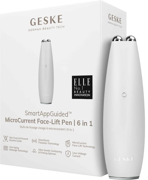 Микротоковая ручка для подтяжки лица Geske MicroCurrent Face-Lift Pen 6 в 1 White (GK000013WH01)