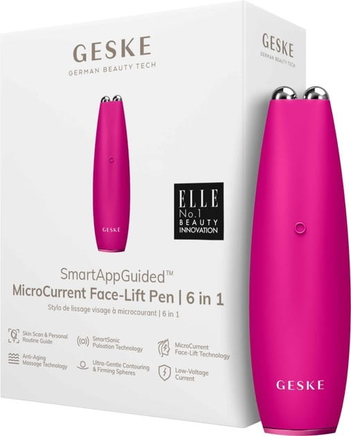 Мікрострумова ручка для підтяжки обличчя Geske MicroCurrent Face-Lift Pen 6 в 1 Magenta (GK000013MG01)