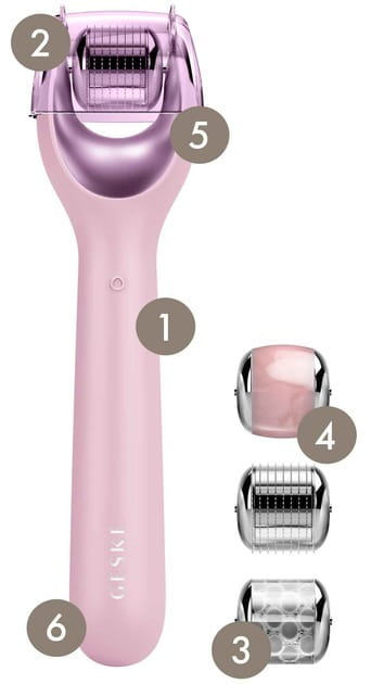 Електронний ролик для обличчя з мікроголками Geske MicroNeedle Face Roller 9 в 1 Pink (GK000053PK01)