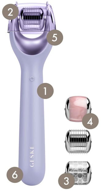 Електронний ролик для обличчя з мікроголками Geske MicroNeedle Face Roller 9 в 1 Purple (GK000053PL01)