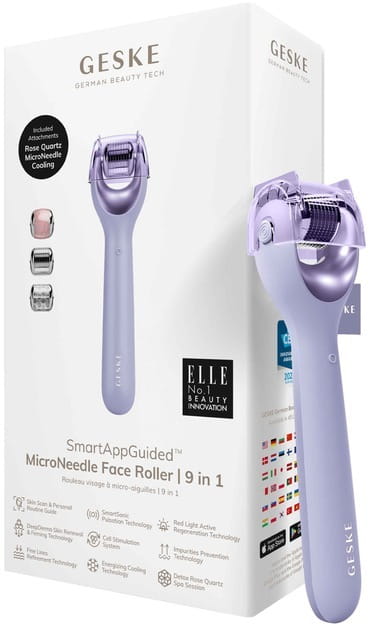 Електронний ролик для обличчя з мікроголками Geske MicroNeedle Face Roller 9 в 1 Purple (GK000053PL01)