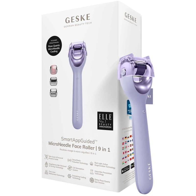 Электронный ролик для лица с микроиглами Geske MicroNeedle Face Roller 9 в 1 Purple (GK000053PL01)