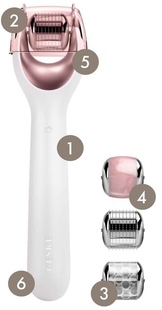 Електронний ролик для обличчя з мікроголками Geske MicroNeedle Face Roller 9 в 1 Starlight (GK000053SL01)