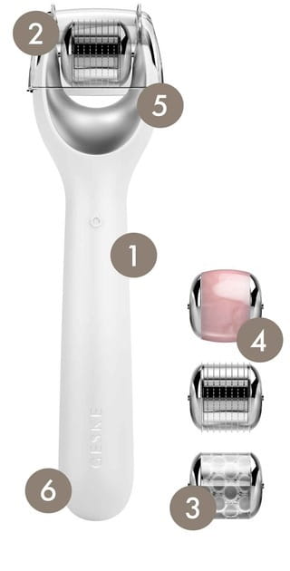 Електронний ролик для обличчя з мікроголками Geske MicroNeedle Face Roller 9 в 1 White (GK000053WH01)