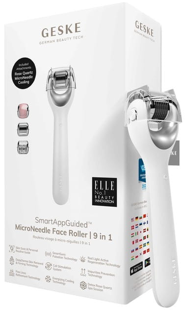 Електронний ролик для обличчя з мікроголками Geske MicroNeedle Face Roller 9 в 1 White (GK000053WH01)