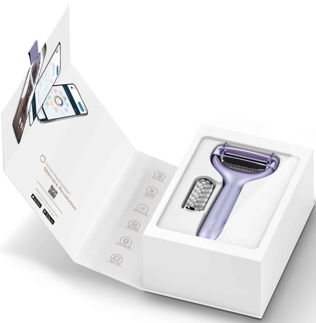 Електронний ролик для обличчя і тіла з мікроголками Geske MicroNeedle Face & Body Roller 8 в 1 Purple (GK000043PL01)