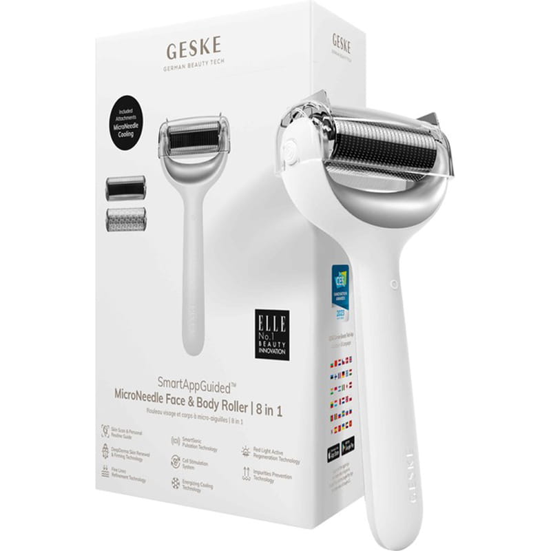 Электронный ролик для лица и тела с микроиглами Geske MicroNeedle Face & Body Roller 8 в 1 White (GK000043WH01)
