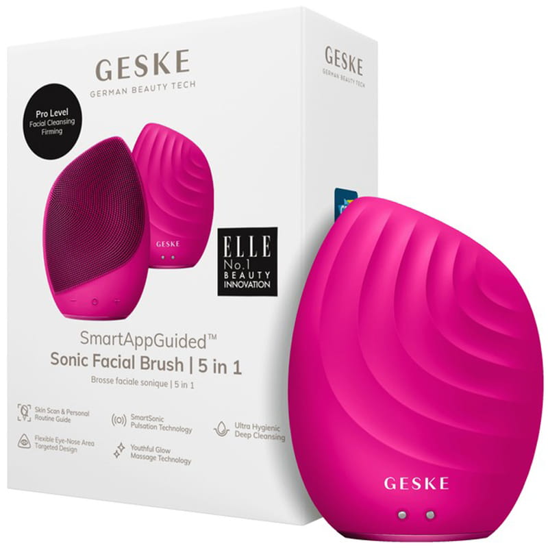 Электронная звуковая щетка для лица Geske Sonic Facial Brush 5 в 1 Magenta (GK000010MG01)