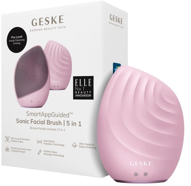 Электронная звуковая щетка для лица Geske Sonic Facial Brush 5 в 1 Pink (GK000010PK01)