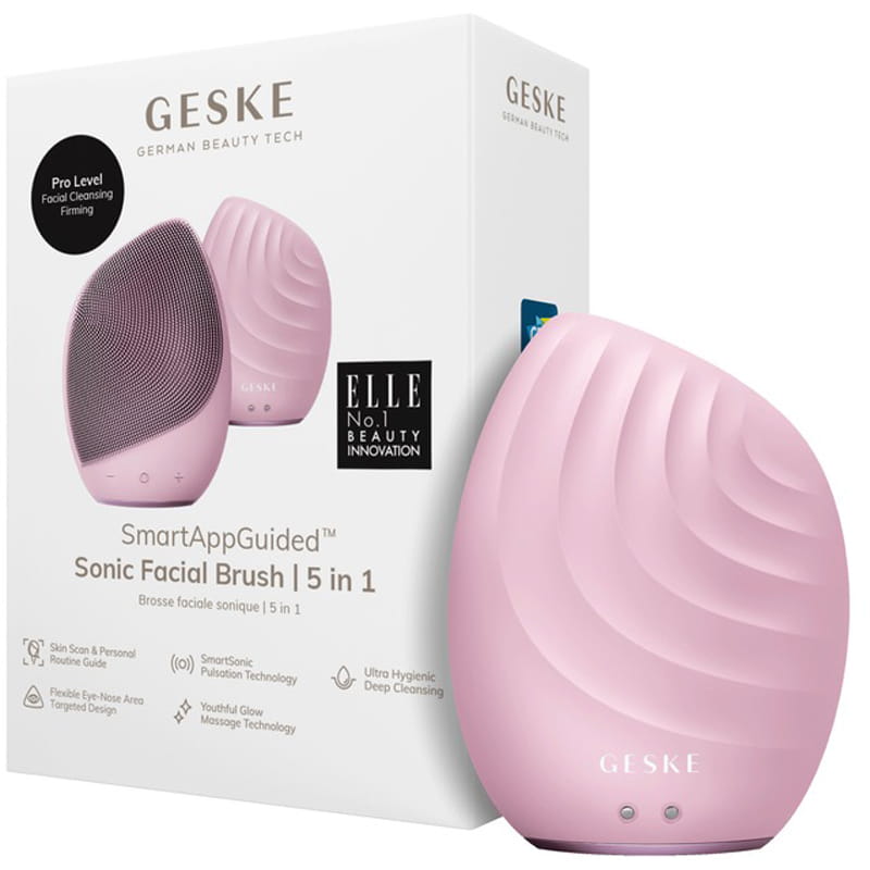 Электронная звуковая щетка для лица Geske Sonic Facial Brush 5 в 1 Pink (GK000010PK01)