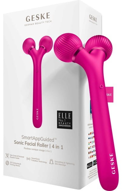 Електронний звуковий ролик для обличчя Geske Sonic Facial Roller 4 в 1 Magenta (GK000040MG01)