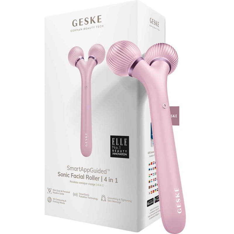 Електронний звуковий ролик для обличчя Geske Sonic Facial Roller 4 в 1 Pink (GK000040PK01)
