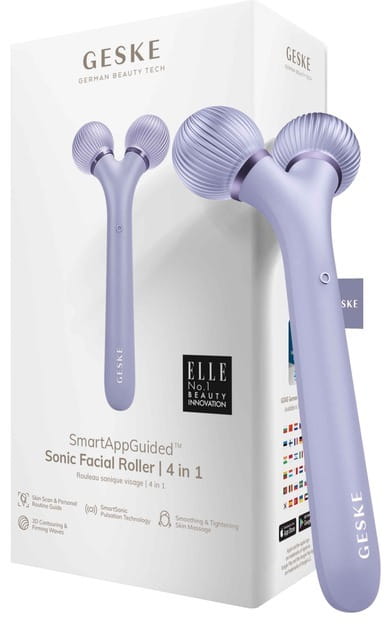 Электронный звуковой ролик для лица Geske Sonic Facial Roller 4 в 1 Purple (GK000040PL01)