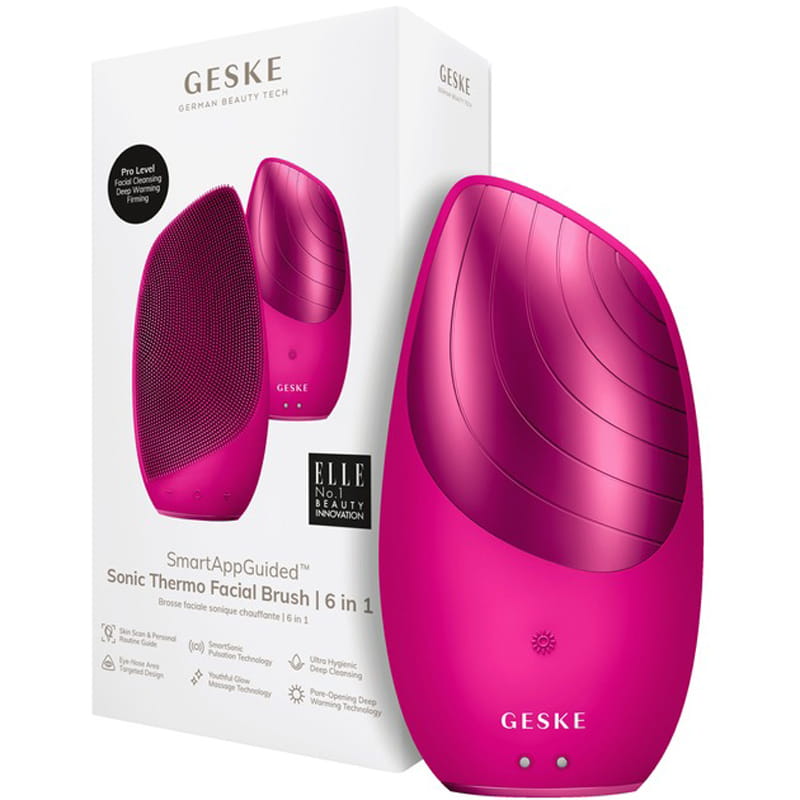 Электронная звуковая термо щетка для лица Geske Sonic Thermo Facial Brush 6 в 1 Magenta (GK000007MG01)