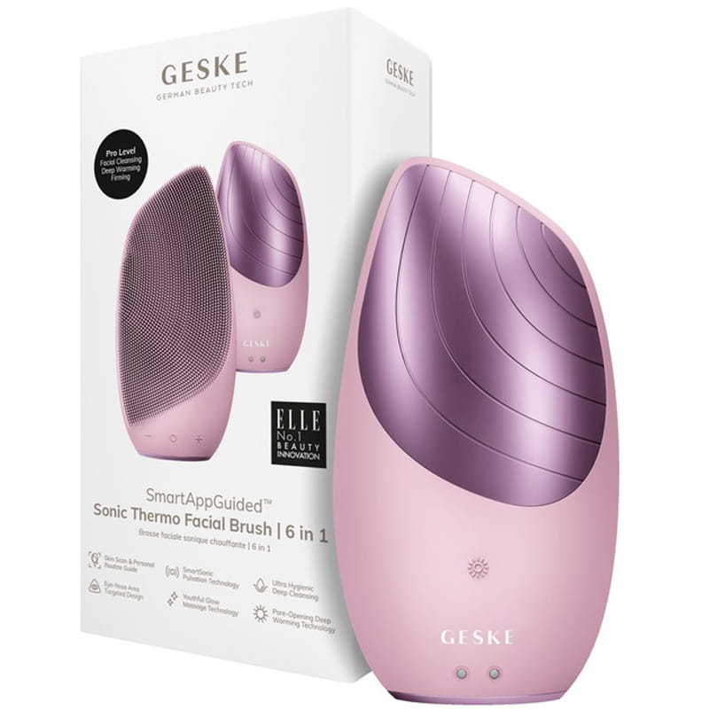 Электронная звуковая термо щетка для лица Geske Sonic Thermo Facial Brush 6 в 1 Pink (GK000007PK01)
