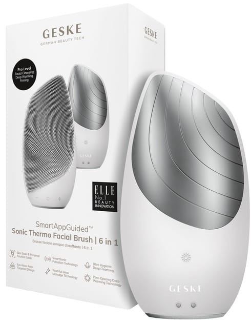 Електронна звукова термо щітка для обличчя Geske Sonic Thermo Facial Brush 6 в 1 White (GK000007WH01)