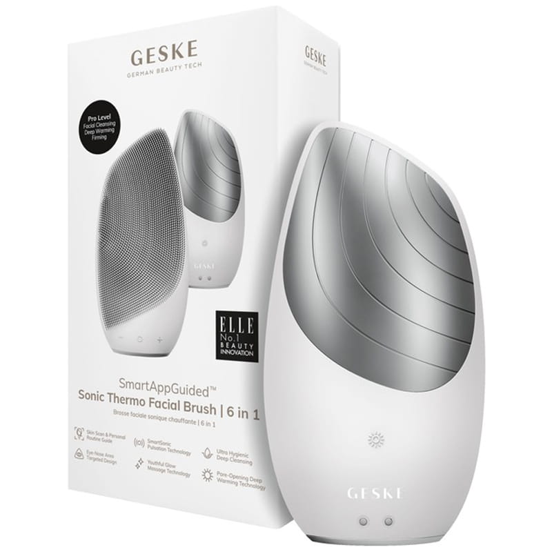 Электронная звуковая термо щетка для лица Geske Sonic Thermo Facial Brush 6 в 1 White (GK000007WH01)