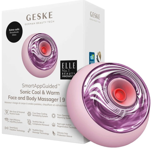 Звуковой массажер для лица и тела Geske Sonic Cool & Warm Face and Body Massager 9 в 1 Pink (GK000699PK01)