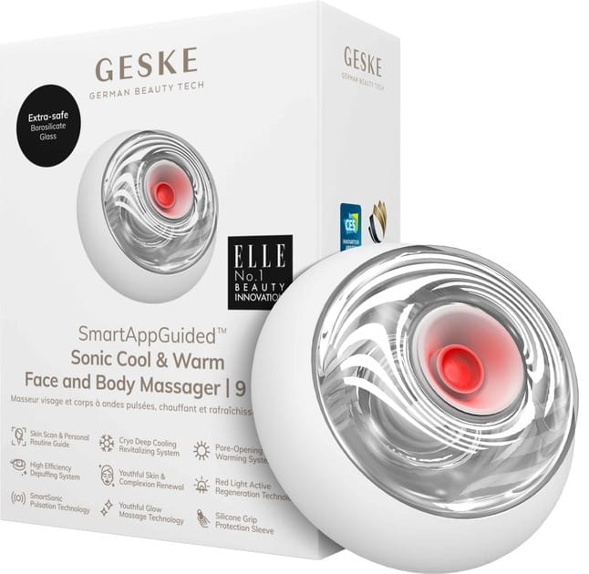 Звуковой массажер для лица и тела Geske Sonic Cool & Warm Face and Body Massager 9 в 1 White (GK000699WH01)