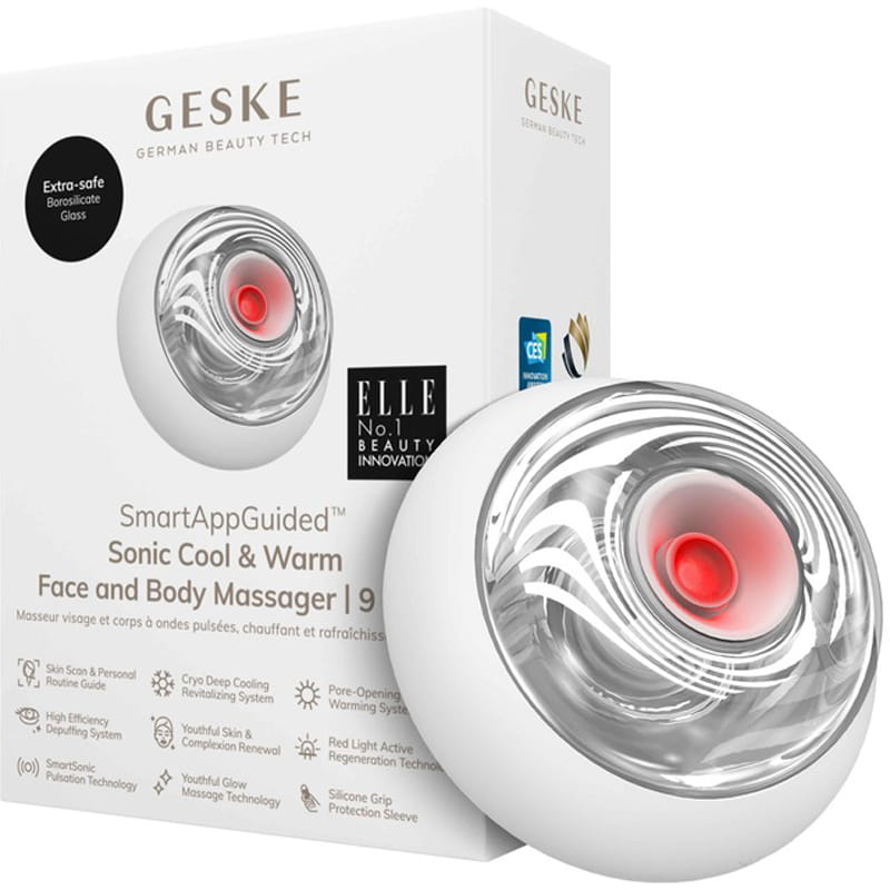 Звуковой массажер для лица и тела Geske Sonic Cool & Warm Face and Body Massager 9 в 1 White (GK000699WH01)