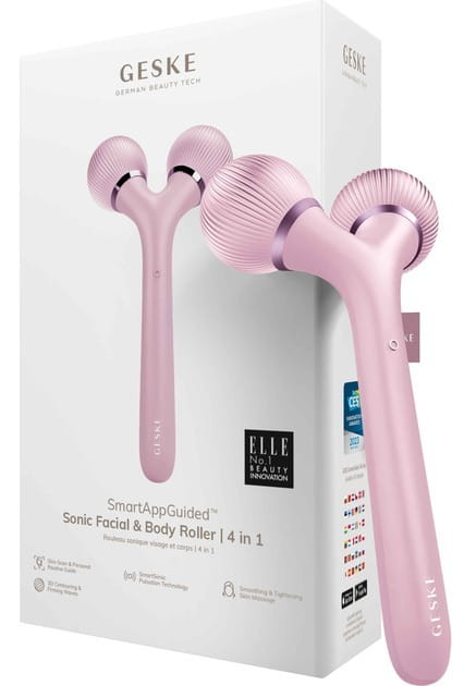 Электронный звуковой ролик для лица и тела Geske Sonic Facial & Body Roller 4 в 1 Pink (GK000041PK01)