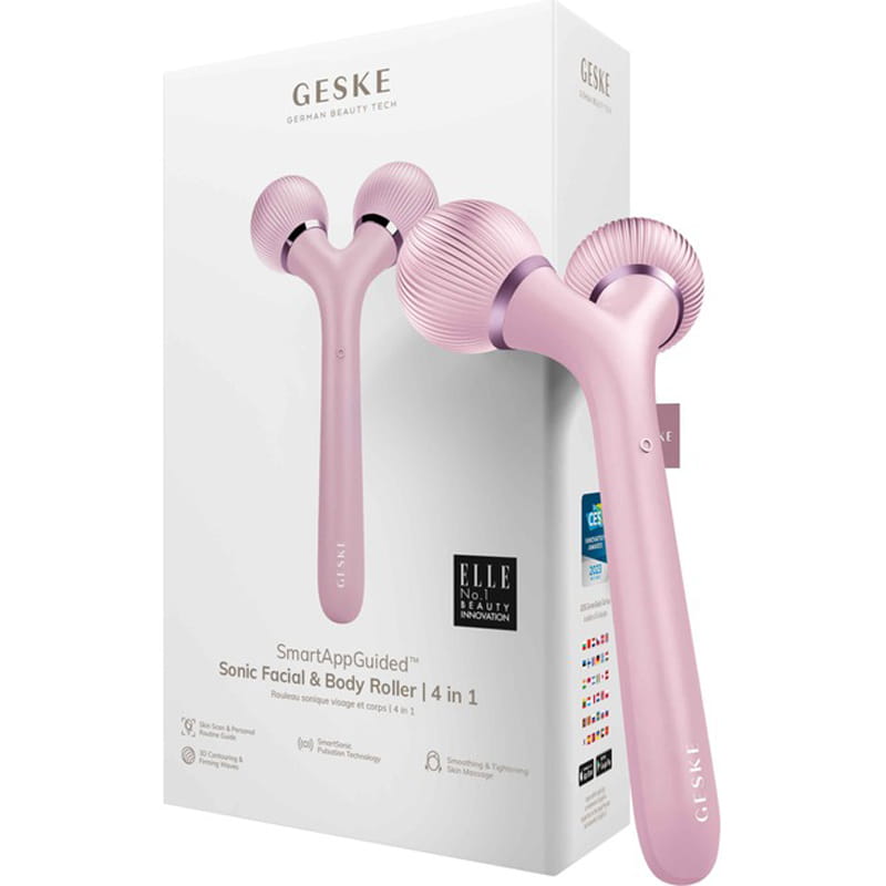 Электронный звуковой ролик для лица и тела Geske Sonic Facial & Body Roller 4 в 1 Pink (GK000041PK01)