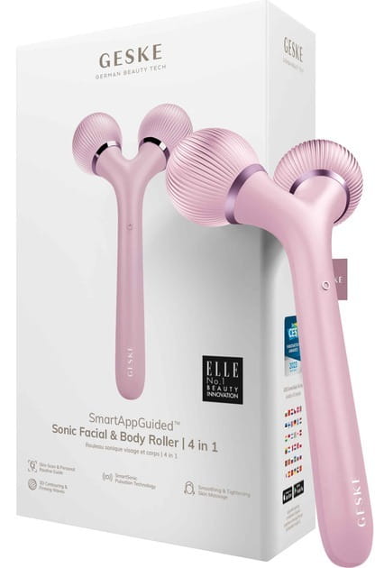 Електронний звуковий ролик для обличчя і тіла Geske Sonic Facial & Body Roller 4 в 1 Pink (GK000041PK01)