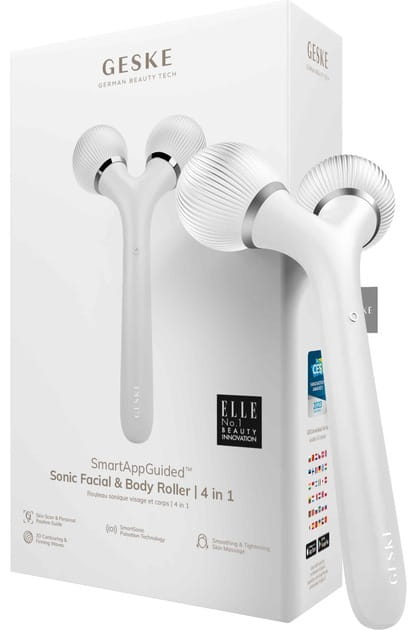 Электронный звуковой ролик для лица и тела Geske Sonic Facial & Body Roller 4 в 1 White (GK000041WH01)