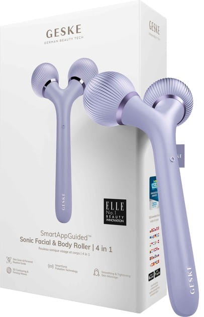 Електронний звуковий ролик для обличчя і тіла Geske Sonic Facial & Body Roller 4 в 1 Purple (GK000041PL01)