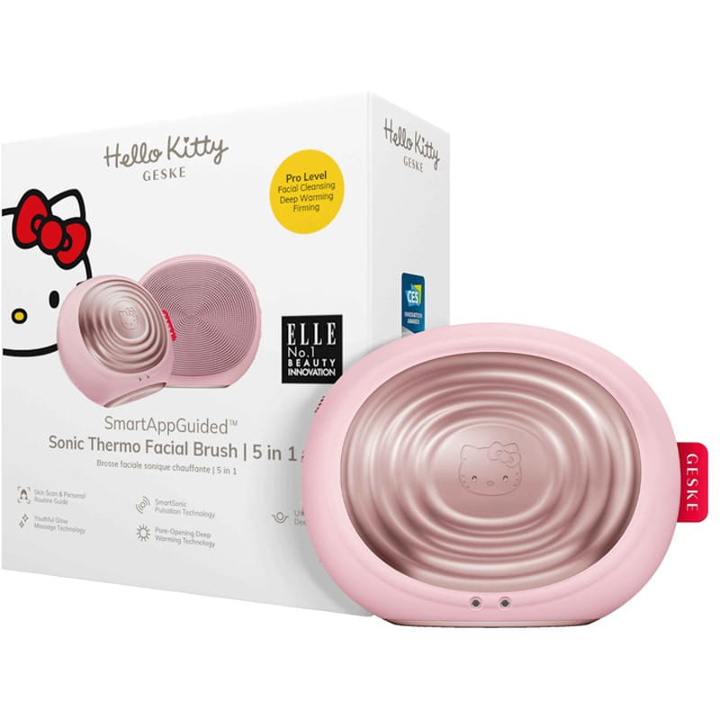 Электронная звуковая термо щетка для лица Geske Sonic Thermo Facial Brush 5 в 1 by Hello Kitty Pink (HK000008PI01)