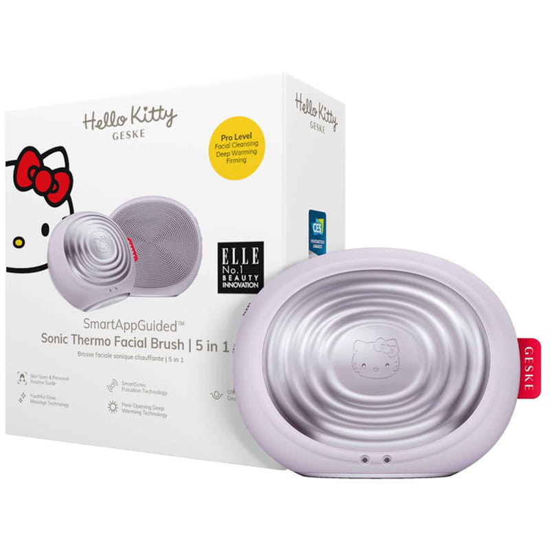 Электронная звуковая термо щетка для лица Geske Sonic Thermo Facial Brush 5 в 1 by Hello Kitty Purple (HK000008PU01)