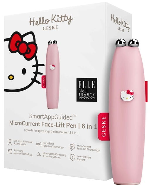 Мікрострумова ручка для підтяжки обиччя Geske MicroCurrent Face-Lift Pen 6 в 1 by Hello Kitty Pink (HK000014PI01)