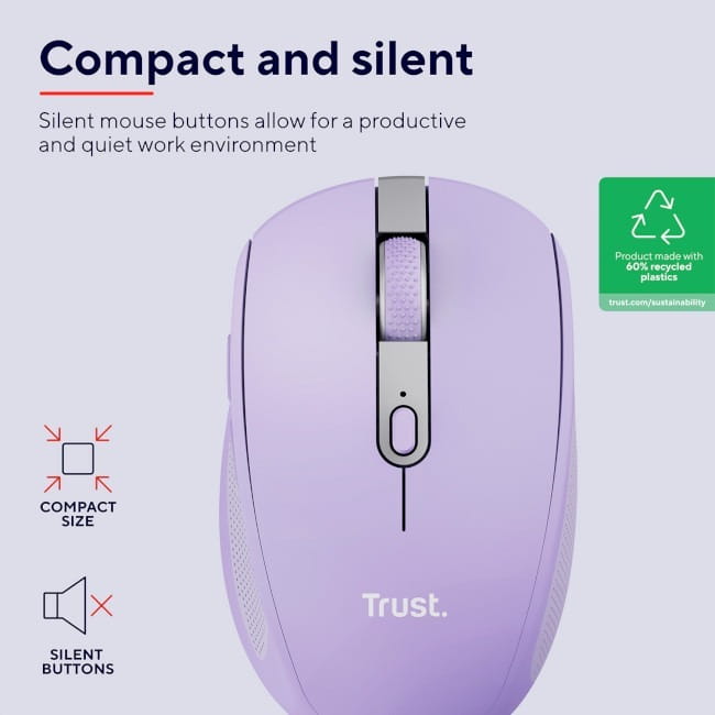 Миша Bluetooth Trust Ozaa Compact Multi-Device Purple (25384_TRUST)