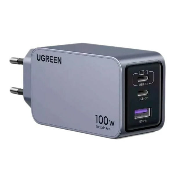 Зарядное устройство Ugreen Nexode Pro X757 100W GaN (2хUSB-C+USB-A) Gray (25874)