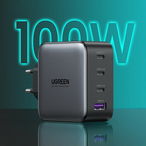 Зарядное устройство Ugreen CD226 3xUSB 100W (3xUSB-C + USB-A) Black (40747)