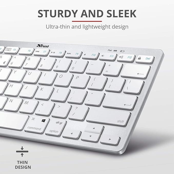 Клавиатура беспроводная Trust Bluetooth Basics Silver/White (25486)