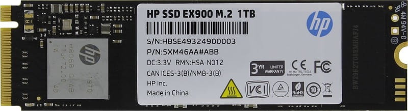 Накопитель SSD 1TB HP EX900 M.2 2280 NVMe PCIe 3.0 x4 3D NAND (5XM46AA)