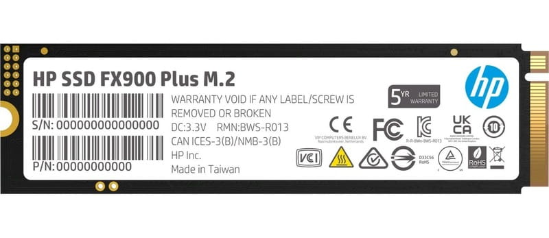 Накопитель SSD  512GB HP FX900 Plus M.2 2280 NVMe PCIe 4.0 x4 3D NAND (7F616AA)