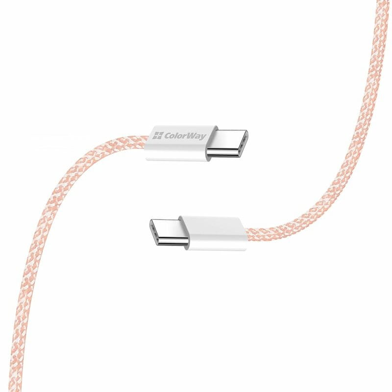 Кабель ColorWay USB Type-C + USB Type-C (M/M), 3.0 А, 1 м, Pink (CW-CBPDCC061-P)