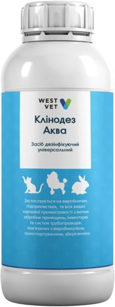 Миючо-дезінфікуючий концентрат West Vet Клінодез Аква 700 мл (2700000018945)