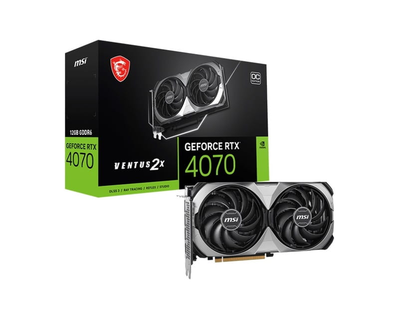 Видеокарта GF RTX 4070 12GB GDDR6 Ventus 2X E1 OC MSI (GeForce RTX 4070 VENTUS 2X E1 12G OC)