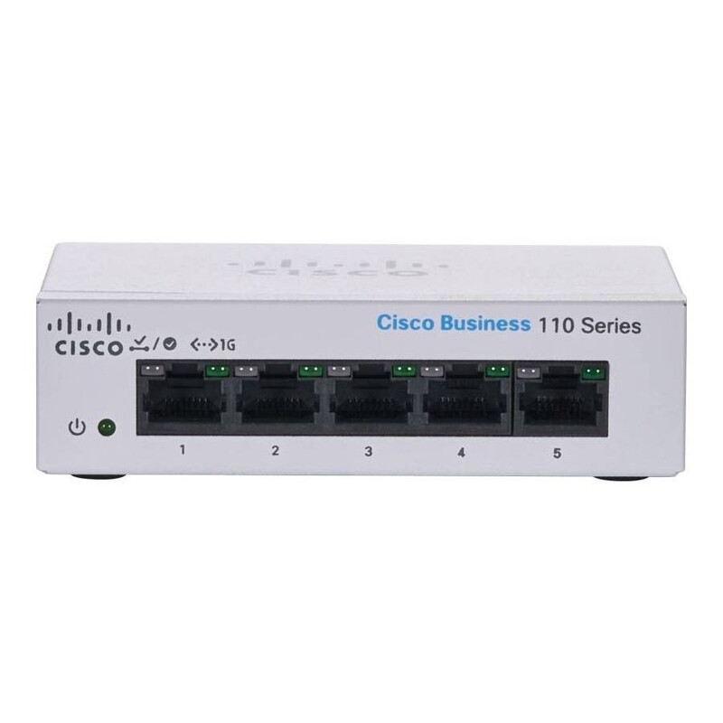 Комутатор Cisco CBS110 Unmanaged 5-port GE, Desktop, Ext PS (CBS110-5T-D-EU)
